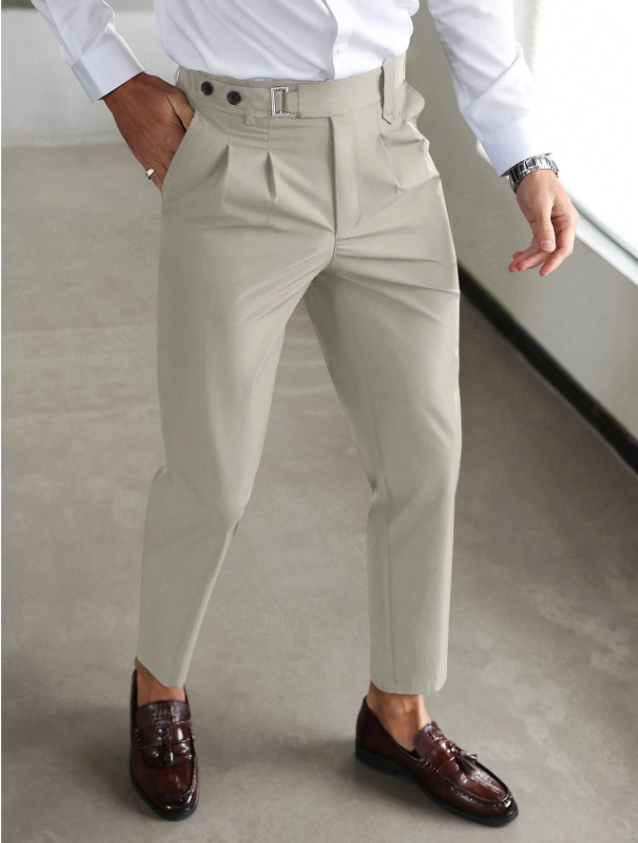 Heren Pantalon Hoge Taille Gladde Pasvorm