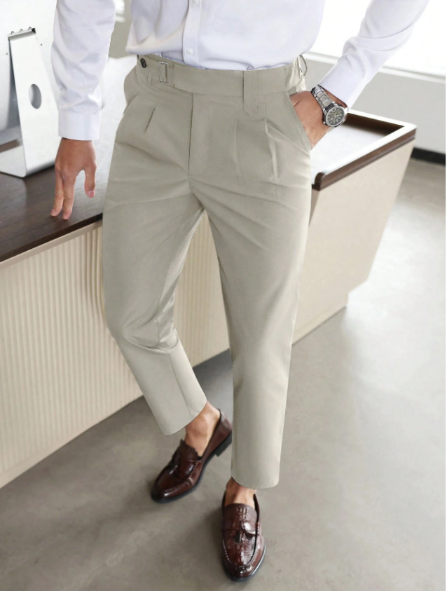 Heren Pantalon Hoge Taille Gladde Pasvorm