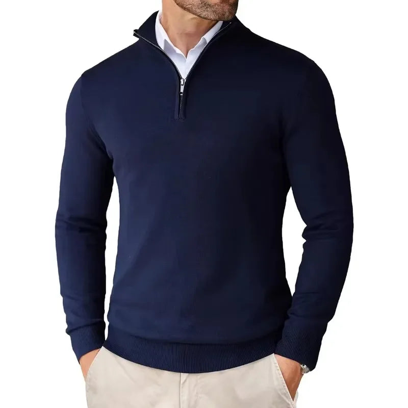 Heren Trui Half-Zip Hoge Kraag Warm en Comfortabel