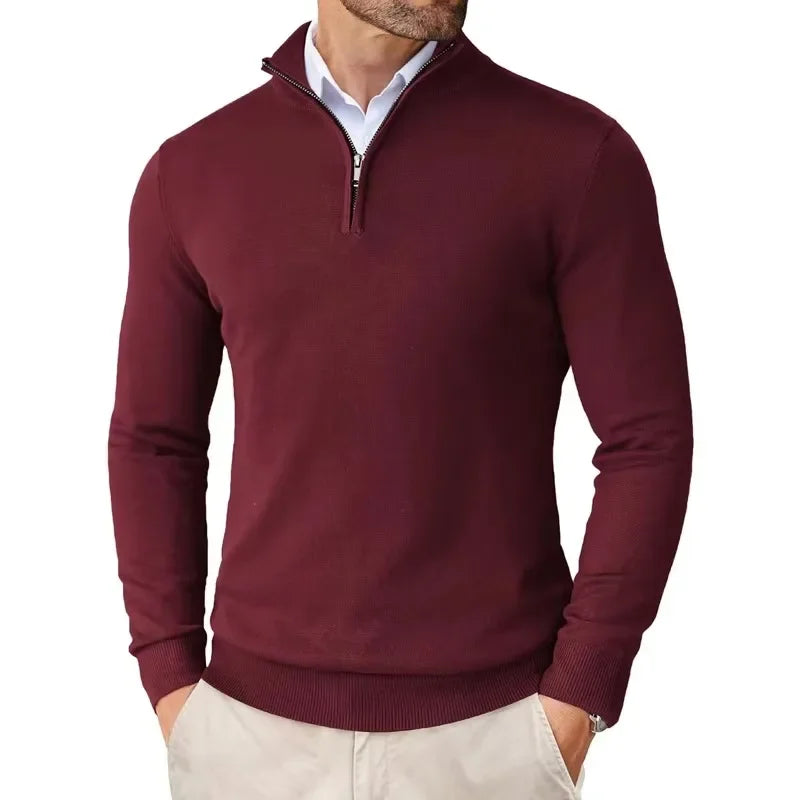 Heren Trui Half-Zip Hoge Kraag Warm en Comfortabel