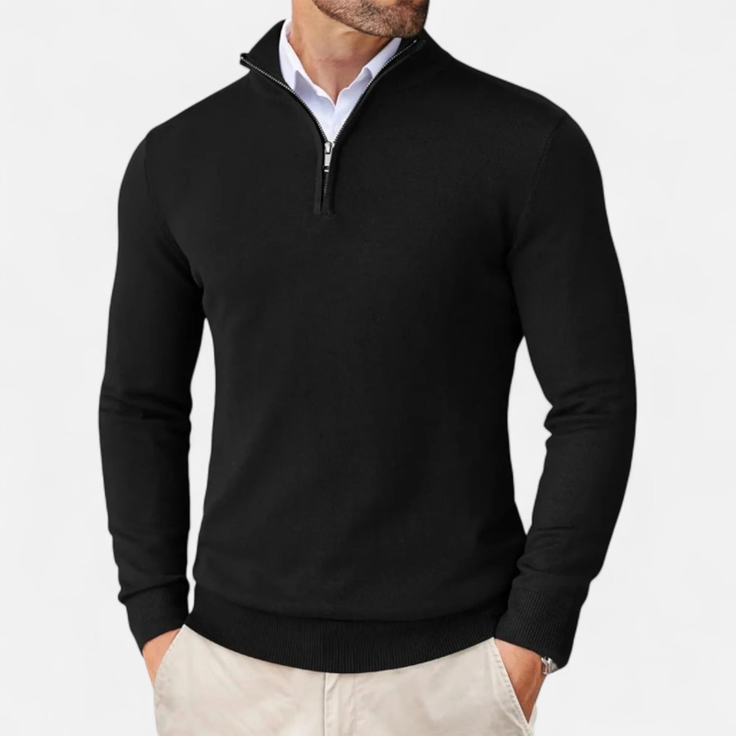 Heren Trui Half-Zip Hoge Kraag Warm en Comfortabel