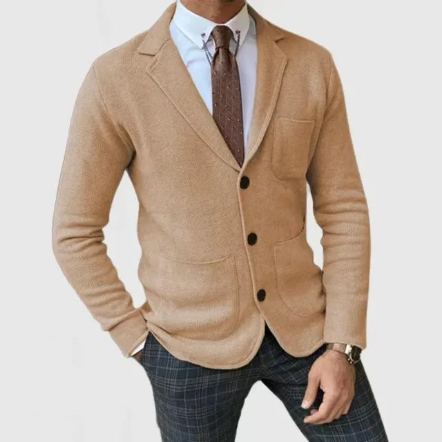 Heren Blazer Slim Fit Gebreid Met Knopen - StudioMarella