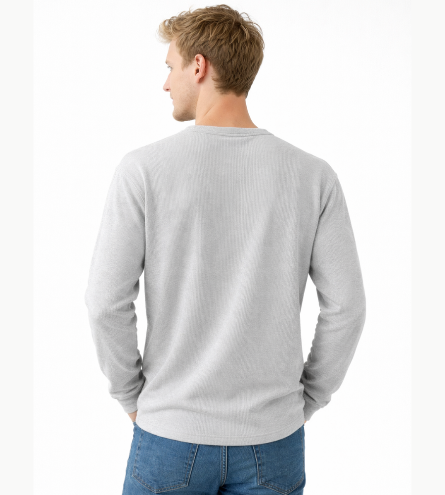Heren Henley Shirt Lange Mouwen Klassiek Met Knoopsluiting