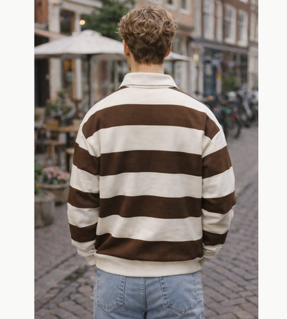 Heren Polo Trui Lange Mouwen Gestreept Rugby Stijl Casual Kleding