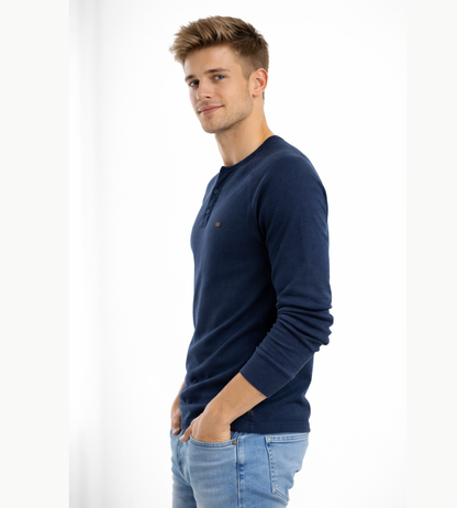 Heren Henley Shirt Lange Mouwen Casual Basic Streetwear