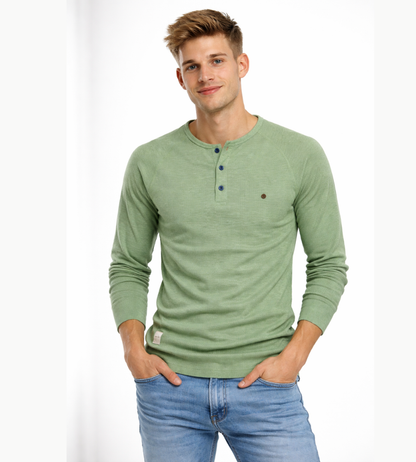 Heren Henley Shirt Lange Mouwen Casual Basic Streetwear