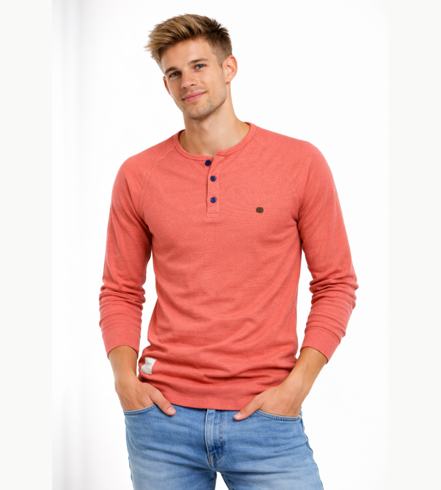 Heren Henley Shirt Lange Mouwen Casual Basic Streetwear