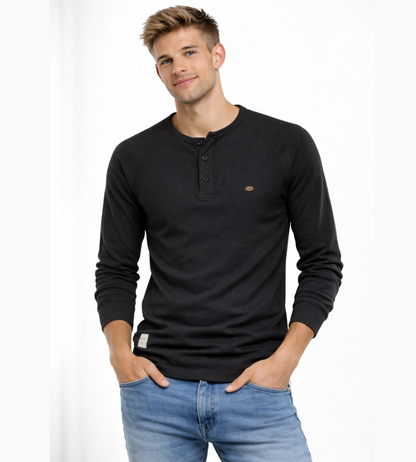 Heren Henley Shirt Lange Mouwen Casual Basic Streetwear