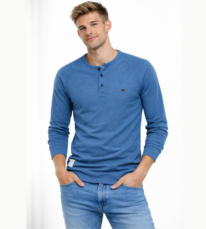 Heren Henley Shirt Lange Mouwen Casual Basic Streetwear