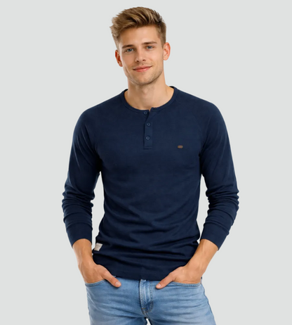 Heren Henley Shirt Lange Mouwen Casual Basic Streetwear - StudioMarella