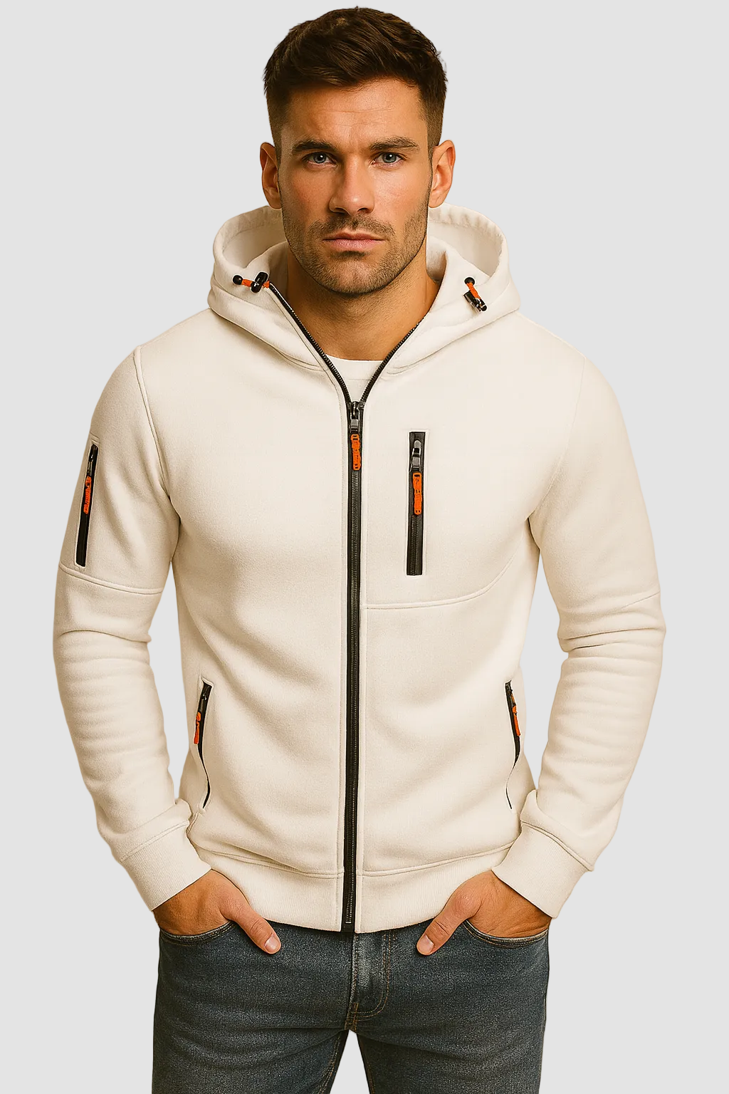 Heren Hoodie Comfortabele Rits Capuchon Softshell Joggingbroek Stijl - StudioMarella