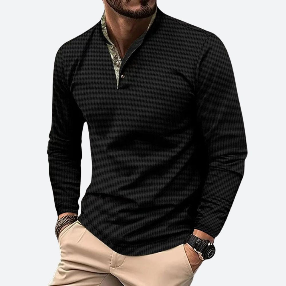 Heren Poloshirt Lange Mouwen Ademend Katoen