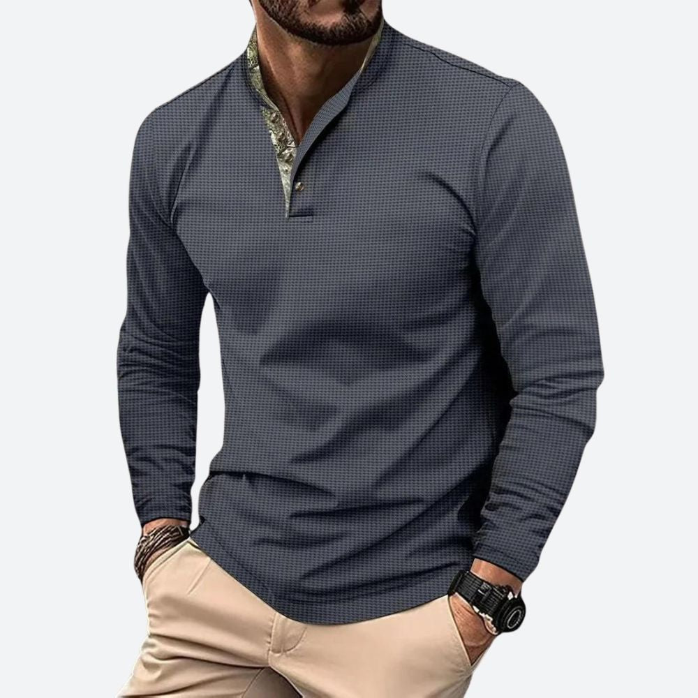 Heren Poloshirt Lange Mouwen Ademend Katoen