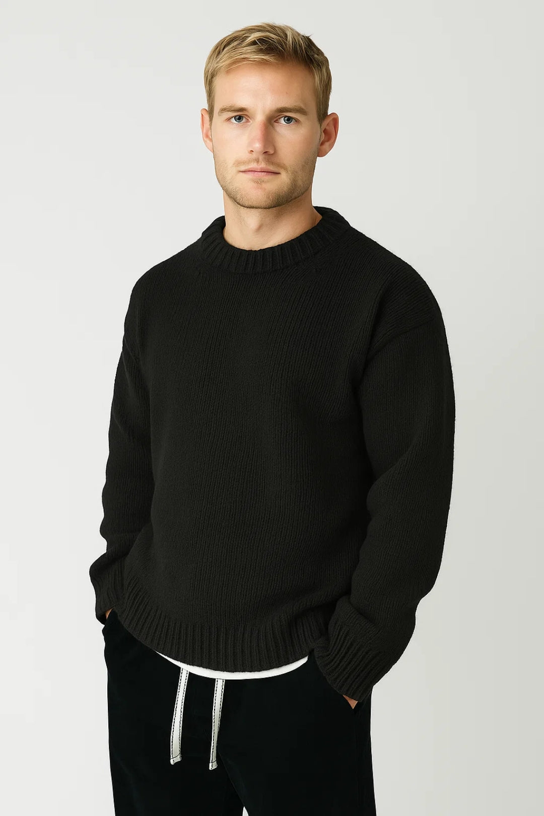 Gebreide Oversized Heren Trui met Ronde Hals Casual - StudioMarella