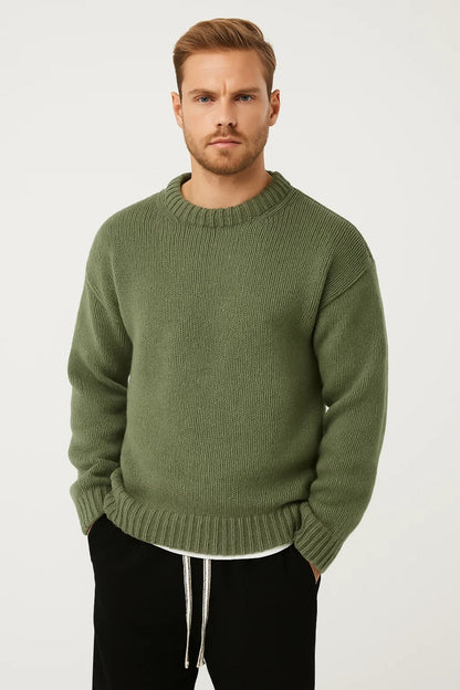 Gebreide Oversized Heren Trui met Ronde Hals Casual