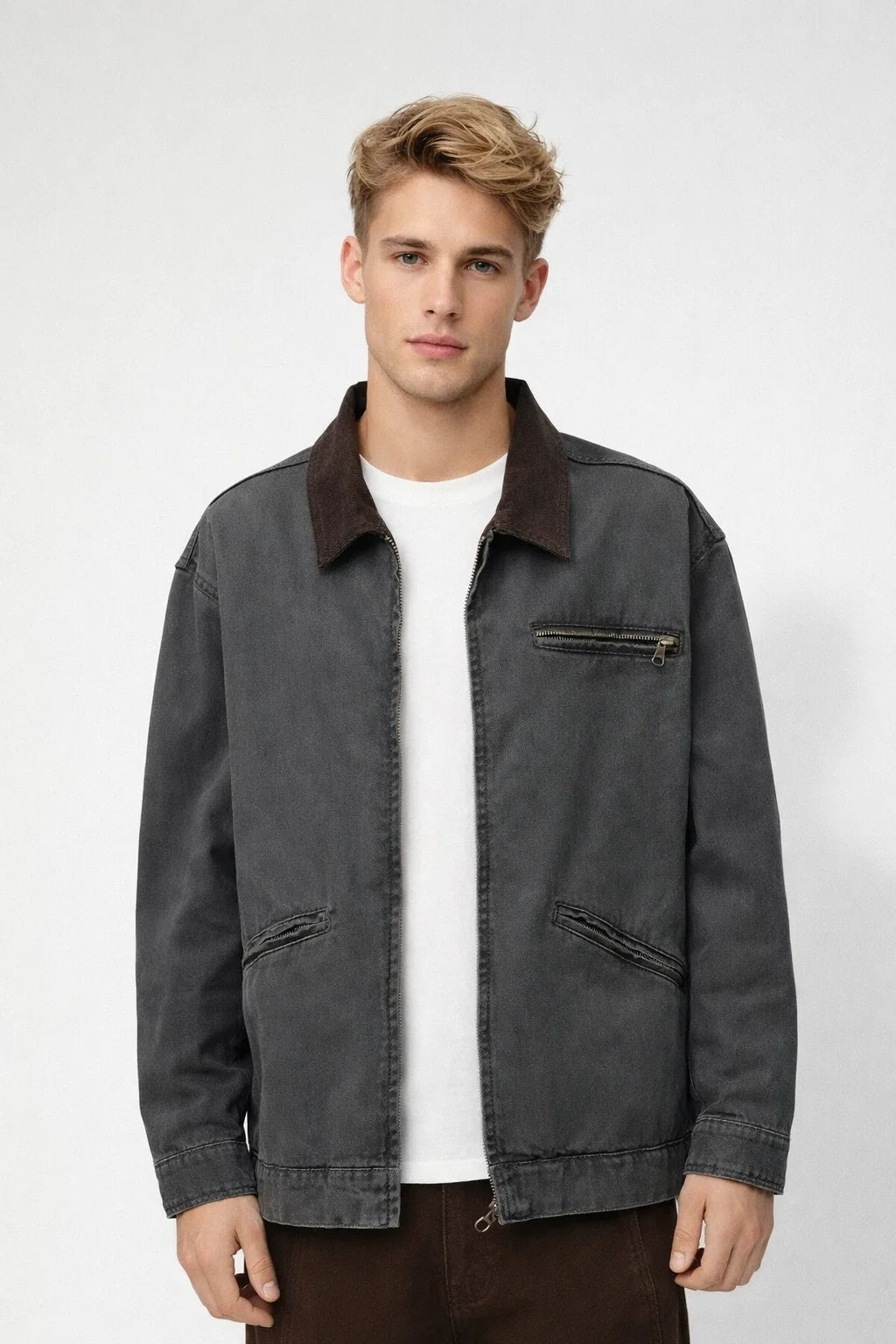 Mannen Tussenjas Oversized Ritsjas Casual Heren - StudioMarella
