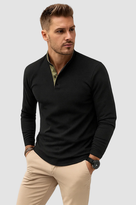 Heren Poloshirt Lange Mouwen Ademend Katoen - StudioMarella