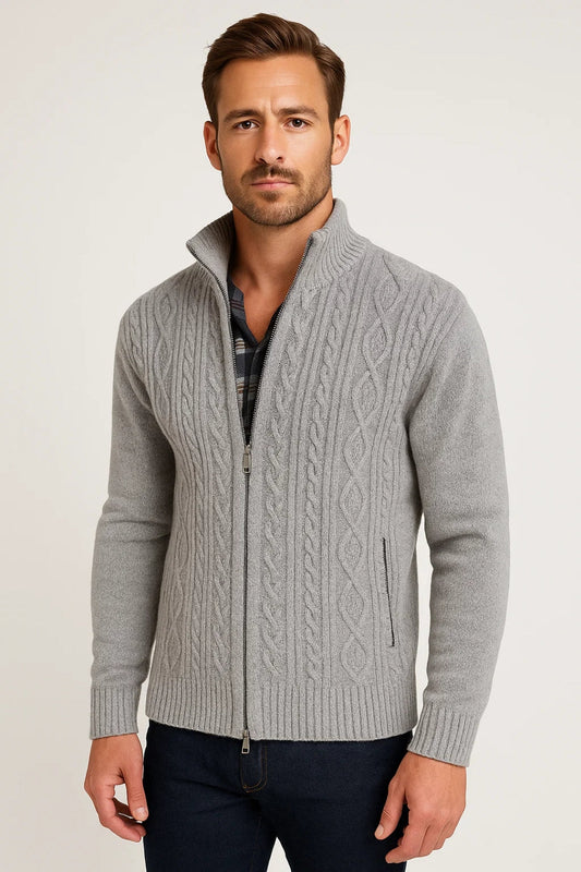 Heren Cardigan Kabelbrei Warm Met Rits Comfortabele Pasvorm - StudioMarella