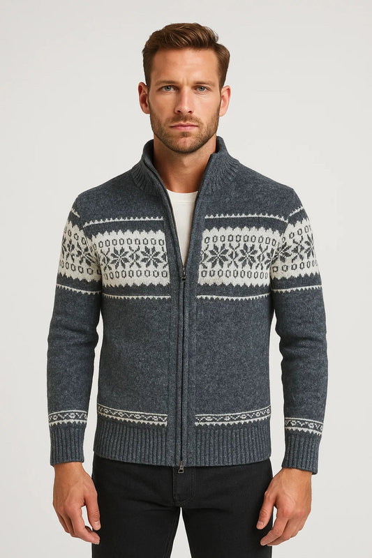 Heren Cardigan Met Rits Scandinavisch Winter Motief Warm - StudioMarella