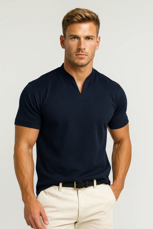Heren Shirt Korte Mouwen Comfortabel Splitkraag - StudioMarella