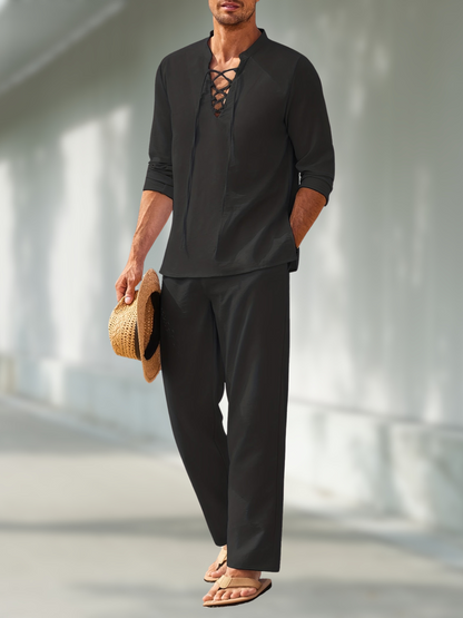 Herenstijl | V-hals Set – Lichtgewicht, Casual &amp; Comfortabel 1