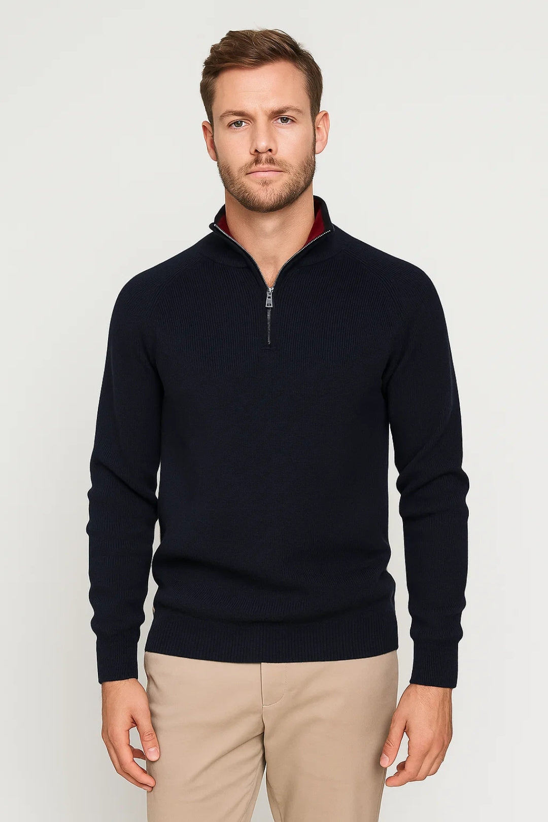 Heren Trui Warm Half Zip Ribstructuur Comfortabel Winter - StudioMarella