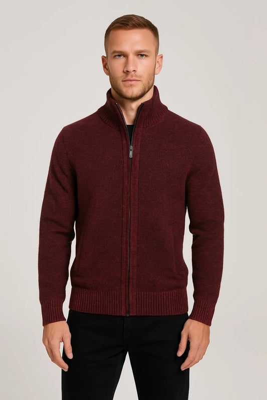 Heren Vest Gebreid met Opstaande Kraag en Rits Sluiting Klassiek Model - StudioMarella