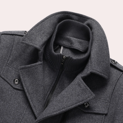 Heren Trenchcoat Warm en Winddicht met Thermische Voering