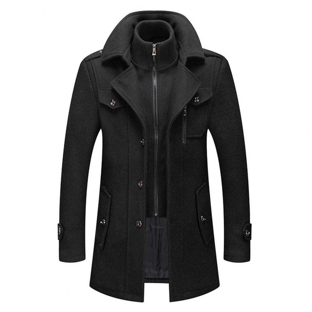 Heren Trenchcoat Warm en Winddicht met Thermische Voering