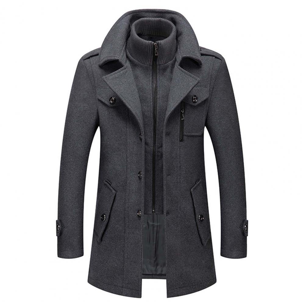 Heren Trenchcoat Warm en Winddicht met Thermische Voering