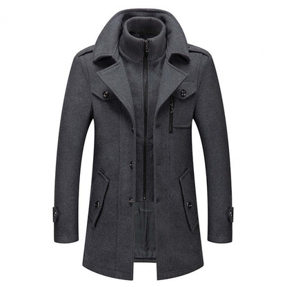 Heren Trenchcoat Warm en Winddicht met Thermische Voering