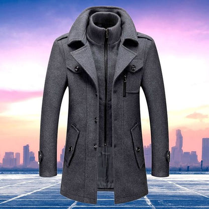 Heren Trenchcoat Warm en Winddicht met Thermische Voering
