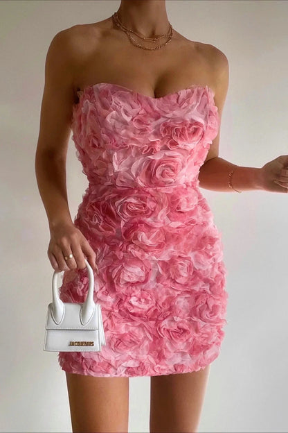 Vrouwelijke Zomerjurk Zonder Bandjes Elegant Kort - StudioMarella