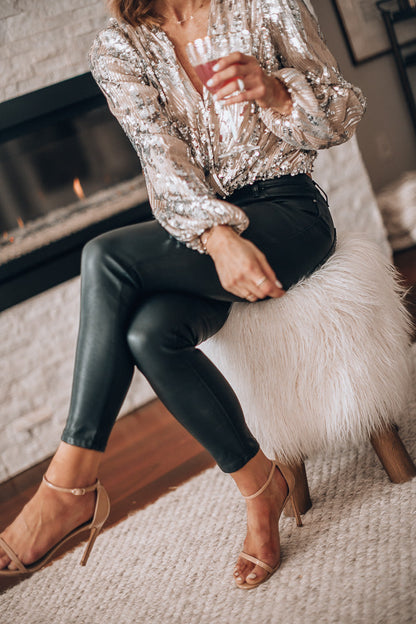 Dames Blouse met Pailletten Lange Mouwen Feestelijk Model
