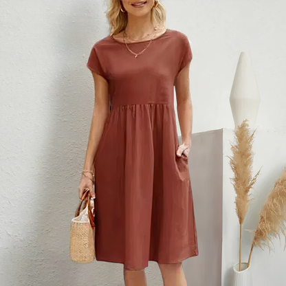 Knielange Jurk met Zakken Elegante Comfortabele Damesjurk