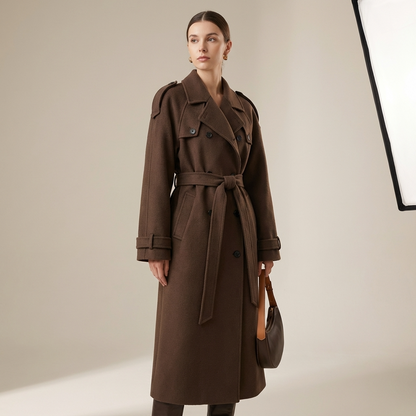 Dames Trench Coat Double-breasted met Ceintuur