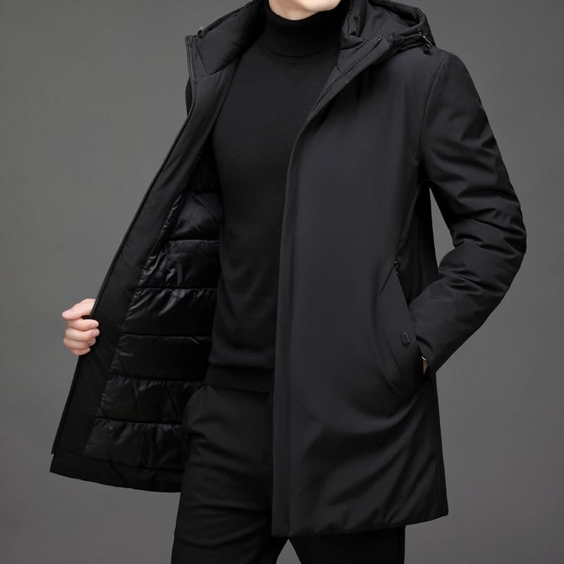 Heren Parka Longline Warm en Waterdicht met Meerdere Zakken