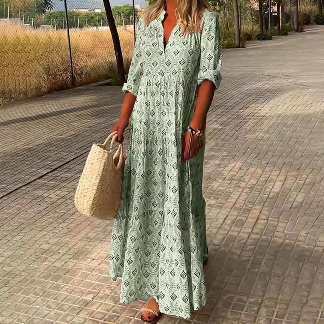 Elegante Avondjurk Boho Stijl met V Halslijn