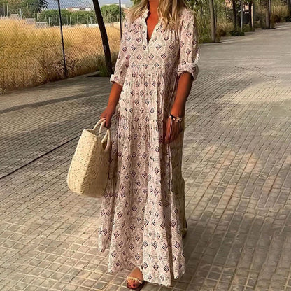 Elegante Avondjurk Boho Stijl met V Halslijn