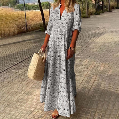 Elegante Avondjurk Boho Stijl met V Halslijn
