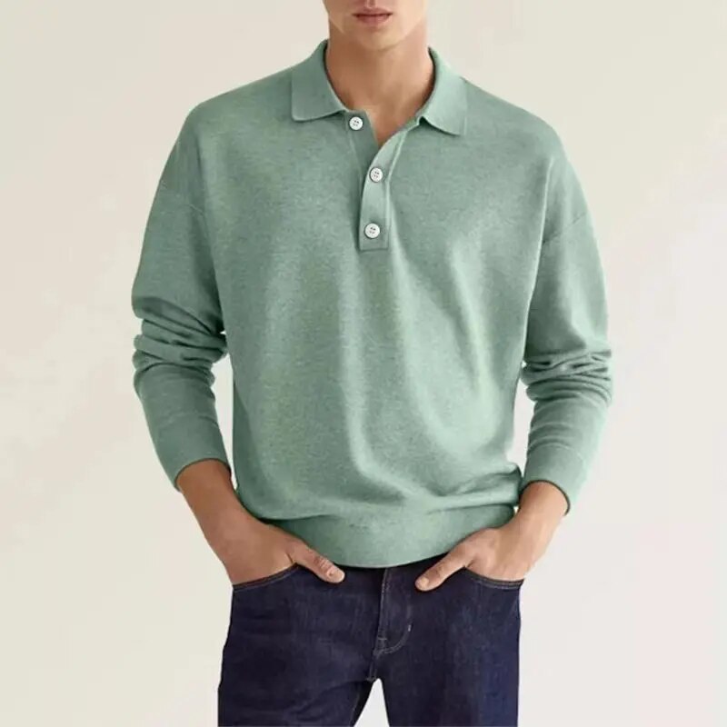 Heren Poloshirt Lange Mouw Klassiek Design