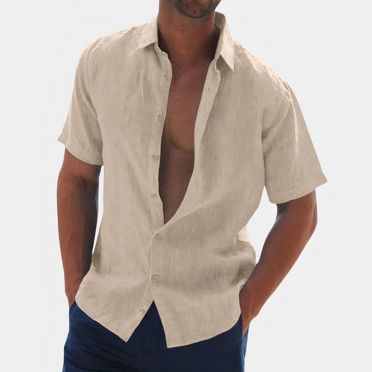 Herenoverhemd Casual Klassiek Wit Blauw
