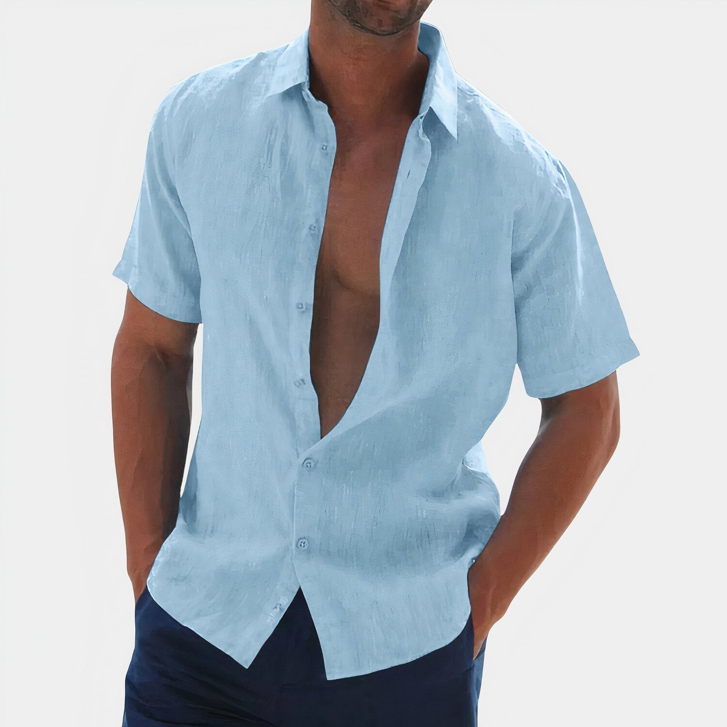 Herenoverhemd Casual Klassiek Wit Blauw