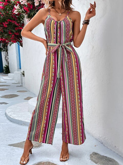 Vrouwelijke Jumpsuit met Dunne Banden Boho Stijl - StudioMarella