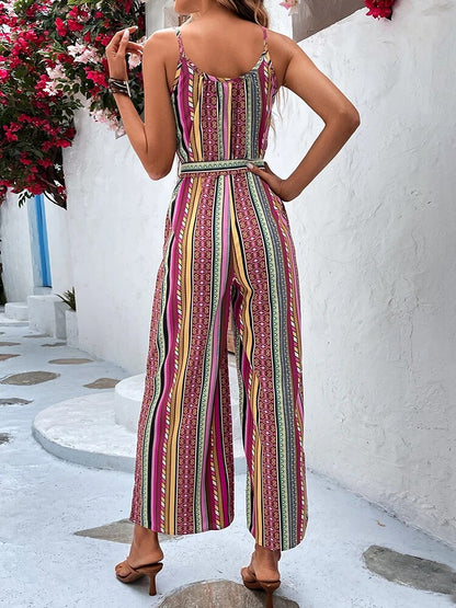 Vrouwelijke Jumpsuit met Dunne Banden Boho Stijl