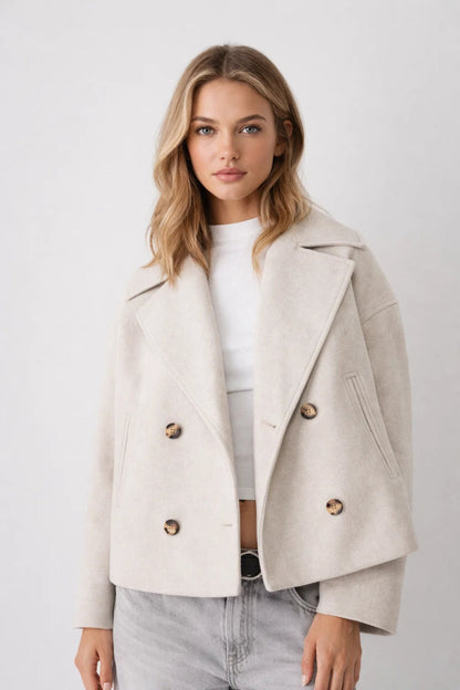 Dames Jas Oversized Klassiek Dubbele Rij Model