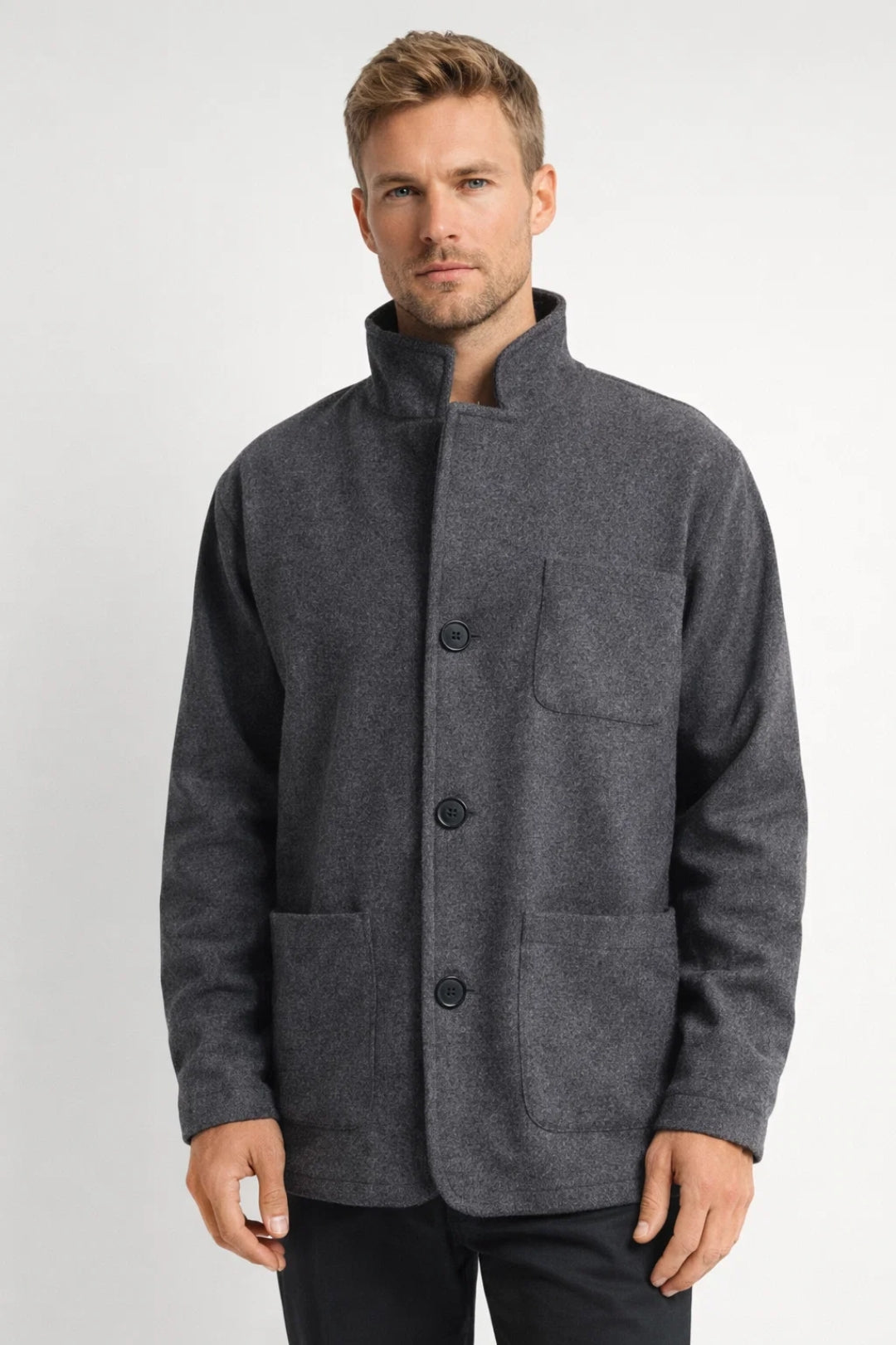 Heren Tussenjas Oversized met Opstaande Kraag Knoopsluiting Casual - StudioMarella