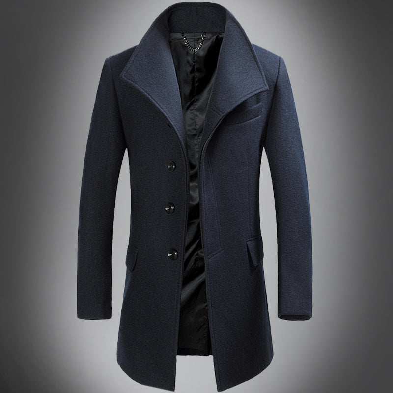 Heren Overjas Wool Warme Donkere Winterjas Slim Fit - StudioMarella