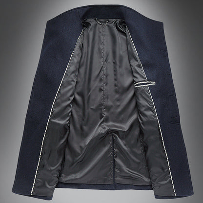 Heren Overjas Wool Warme Donkere Winterjas Slim Fit