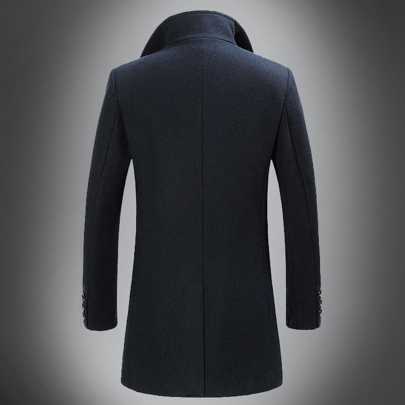 Heren Overjas Wool Warme Donkere Winterjas Slim Fit